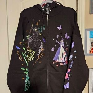 Elegant Black Embroidered Hooded Jacket